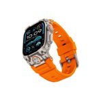 Mohseven iWatch Ultra 49mm ile Uyumlu Armor Silikon Kordon Titanyum-Turuncu