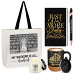 Moinchore 5'li Set Kitap Severler Okuyucu için Hediye Kanvas Tote Çanta Günlük Defter ve Tükenmez Kalem Seramik Kahve Kupası Mantar Altlı Kokulu Mum Gençler için Öğretmen Kütüphaneci Kitapçı Yazarı