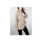 Mois Atelier Bej Keten Baharlık Cepli Kadın Ceket Gömlek, Tasarım, Hediye, Büyük Beden - 02S-Bej - 2XS