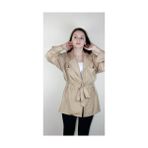 Mois Atelier Bej Keten Baharlık Cepli Kadın Ceket Gömlek, Tasarım, Hediye, Büyük Beden - XS - 02S-Bej