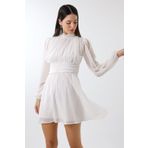 Mois Atelier Beyaz Şifon Balıkçı Yaka Büzgülü Mini Abiye Nikah Elbise Tasarım Hediye Büyük Beden