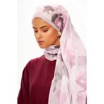 MOISCARF Brume d’Amour Fransız İpeği Desenli Şal Pastel Pembe