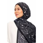 MOISCARF SİLVER ROSE Superior Soft Etnik Desenli Şal Kömür Siyah