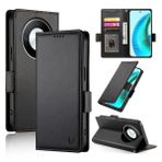 MOJIA Honor Magic 6 Lite / Magic6 Lite / X9b ile Uyumlu Kılıf, Düz Renk İş Premium PU Deri Cüzdan Kılıf Kapaklı Telefon Kapağı. Siyah