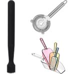 Mojito Tokmağı Siyah 20.7 cm Bar Süzgeci Buz Küreği 4lü Bartender Koktely Seti
