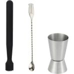 Mojito Tokmağı Siyah 20.7 cm Çatallı Kaşık 30 cm Jigger 2/4 cl Tokmak Bar Tokmağı Kokteyl Jigger