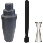 Mojito Tokmağı Siyah 20.7 cm Kokteyl Shaker Polikarbon 700 cc Jigger 2.5/5 cl Tokmak