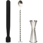Mojito Tokmağı Siyah 20.7 cm Tokmaklı Kaşık 25 cm Jigger 3/6 cl Tokmak Bar Tokmağı Kokteyl Jigger