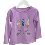 Mojo Bebek Mojo Kız Çocuk Tavşan Nakışlı Uzun Kol T-shirt 523408 Mor - 3 Yaş