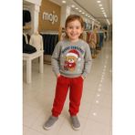 Mojo Bebek Mojo Unisex Çocuk 1-3 Yaş Noel Baba Desenli Eşofman Takımı Gri - 2 Yaş