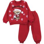 Mojo Bebek Mojo Unisex Çocuk 1-3 Yaş Noel Baba Desenli Eşofman Takımı Kırmızı - 2 Yaş