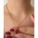 Mojo Jewellery El Yapımı Murano Nar Kolye | Altın Kaplama Çelik Zincir | Bolluk Ve Nazar Koruyucu