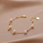 Mojo Jewellery Gold Renk Çoklu İnci Detaylı Çelik Bileklik | Şık ve Kararmayan Takı