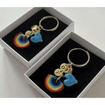 Mojo Jewellery İkili Mavi Nazar Boncuklu Murano Harfli Anahtarlık