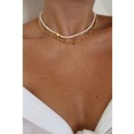 Mojo Jewellery İnci Kalpli Kolye ve Ataç Zincir Kolye Seti | Şık ve Modern İkili Takı Seti