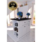 Moka Park AVM 2 Kapaklı 2 Çekmeceli Geniş-Dar Raflı Dekoratif Şık Mutfak Adası - Siyah