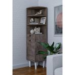 Moka Park AVM 3 Raflı Tek Kapaklı Modern Ayaklı Tek Çekmeceli Vitrin Gümüşlük Çok Amaçlı Dolap - Gri
