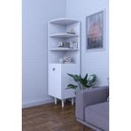 Moka Park AVM 3 Raflı Tek Kapaklı Modern Ayaklı Vitrin Gümüşlük Çok Amaçlı Dolap - 50x160 - Beyaz