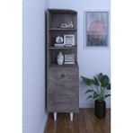 Moka Park AVM 3 Raflı Tek Kapaklı Modern Ayaklı Vitrin Gümüşlük Çok Amaçlı Dolap - 50x160 - Gri