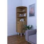 Moka Park AVM 3 Raflı Tek Kapaklı Modern Ayaklı Vitrin Gümüşlük Çok Amaçlı Dolap - Ceviz