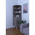 Moka Park AVM 3 Raflı Tek Kapaklı Modern Ayaklı Vitrin Gümüşlük Çok Amaçlı Dolap - Gri