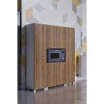 Moka Park AVM 6 Kapaklı Çok Geniş Raflı Metal Ayaklı Mikrodalga Fırın Dolabı Çok Amaçlı Dolap - Kahverengi