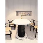 Moka Park AVM Oval Dekoratif Ahşap Ayaklı 6 Kişilik Yemek Masası Mutfak Masası - Beyaz - Siyah