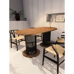 Moka Park AVM Oval Dekoratif Ahşap Ayaklı 6 Kişilik Yemek Masası Mutfak Masası - Ceviz - Siyah