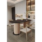 Moka Park AVM Oval Dekoratif Ahşap Ayaklı 6 Kişilik Yemek Masası Mutfak Masası - Siyah