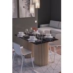 Mokaparkavm Bodrum Siyah Mermer Desenli Dekoratif Ayaklı Yemek Masası