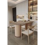 Mokaparkavm Megaantoryum Ahşap Ayaklı Elips Oval Yemek Masası Mutfak Salon Balkon Şık Masa Modern