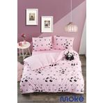 moke e ticaret Pembe Panda Çift Kişilik Nevresim Takımı Lastikli Çarşaf Ve 2 Adet Yastık Kılıfı