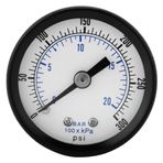 Mokernali Basınç Test Göstergesi, Minyatür Yakıt, Hava, Yağ, Sıvı Ve Su Göstergesi 0-20 Bar/0-300 Psi, 1/8" BSPT Vidalı