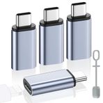 MoKo Lightning Female to USB C Male Adapter 4 Pack, Type C Charger Connector for iPhone 15 Pro Max Plus, iPad, iPhone to USB C Adapter Support Charging/Data Transfer, NOT for Audio/OTG, Gray