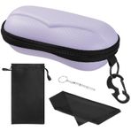 MoKo Yarı Sert Kabuk Güneş Gözlüğü Kılıfı, Metal Asma Kancalı Unisex Gözlük Saklama Tutacağı, mor, 6.57x2.83x2.44in