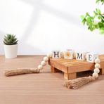 Mokof Püsküllü Ahşap Ev Blok Boncuk Çelenk, Tersinir 4 Mevsim Ev Tabelası, Mevsimlik Tatil Dekoru için, Modern Çiftlik Evi Dekoratif Boncuklu Çelenk, Masa Üstü, Mantel, Raf, Katmanlı Tepsi Dekoru için