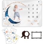 Moky Design Yeni Doğan Bebek Battaniyesi Anı Polar 150 x 100 Cm, Erkek Bebek Yenidoğan Aylık Fotoğraf Çekim Örtüsü - Açık Mavi