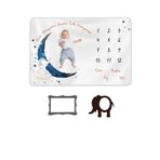 Moky Design Yenidoğan Bebek Anı Battaniyesi Polar 150x100cm, Erkek Bebek Hediyelik Aylık Fotoğraf Çekim Örtüsü