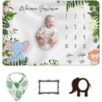 Moky Dizayn Moky Design Bebek Aylık Anı Battaniyesi 150 x 100 cm Hayvan Desenli Polar Bebek Hediyelik Seti