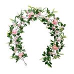 Mokylor 6.2FT Düğün Masası Gül Garland Manto Dekoru, Düğün Kemeri Çiçek Fon Süslemeleri, Resepsiyon Tatlım Masası için Çiçekli Okaliptüs Yaprağı Garland (# 2)