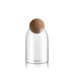 MOLADRI 800 ML/27 oz Şeffaf Cam Saklama Sevimli Teneke Kutu Tutucu Top Ahşap Mantar Üst, Kahve, Baharat, Şeker, Tuz, Çerez Soğuk Teraryum Şişesi için Yuvarlak Kapaklı Modern Dekoratif Silindir