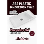 MOLDERİS Dikdörtgen Eviye 40x25 ABS Plastik – Karavan, Tekne, Kamp ve Dar Alanlara Özel