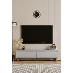 moldesan MİLA SİS GRİ MDF 160 CM TV ÜNİTESİ-RAFLI,KAPAKLI,AYAKLI