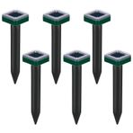 Mole Purser Stakes, Mole Purser Güneş Powered,Açık güneş enerjili köstebek kovucu - 6x su geçirmez caydırıcı bahisler, avlu, bahçe, çim için cihaz sivri uçlarını itmek