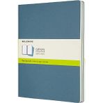 Moleskine Cahier Journal (3'lü set not defteri, boş sayfalar, karton kapak ve pamuk nakış, ekstra büyük 19 x 25 cm, 120 sayfa), canlı mavi
