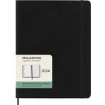 Moleskine Haftalık planlayıcı, notlar için yerli, 12 ay 2024, ajanda 2024, XL 19 x 25, lastik kilitli yumuşak kapak, renk siyah