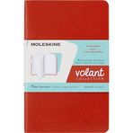 Moleskine Volant Ajanda, İnce Kapaklı, Cep Boy, 8,9 cm x 14 cm, Çizgisiz, Mercan Turuncusu/Su Mavisi, 80 Sayfa, 2'li Set