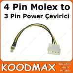 Molex 4 Pin to 3 Pin Erkek Fan Konnektör Soket Çevirici - 20cm