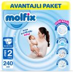 Molfix 2 Beden Bantlı Bebek Bezi 240 Adet 15+ kg Ekstra Yumuşak Koruma
