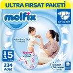 Molfix Bantlı Bebek Bezi 5 Beden 11-18 kg Ultra Fırsat Paketi 234 Adet